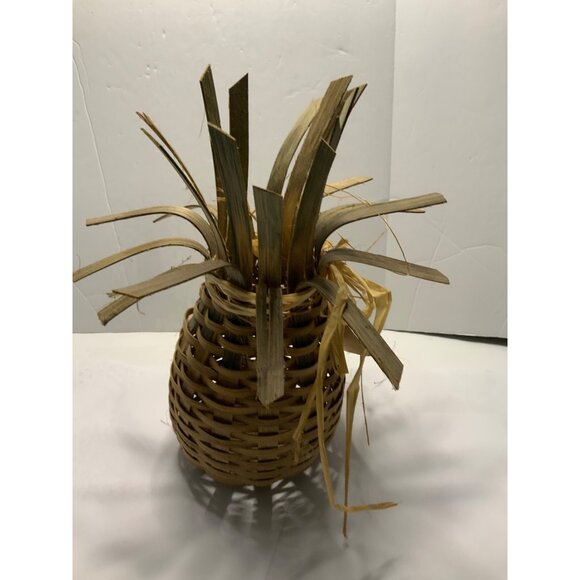 Handcrafted Pineapple Basket Woven Decor 5” Wide 10” Tall - Picture 6 of 8